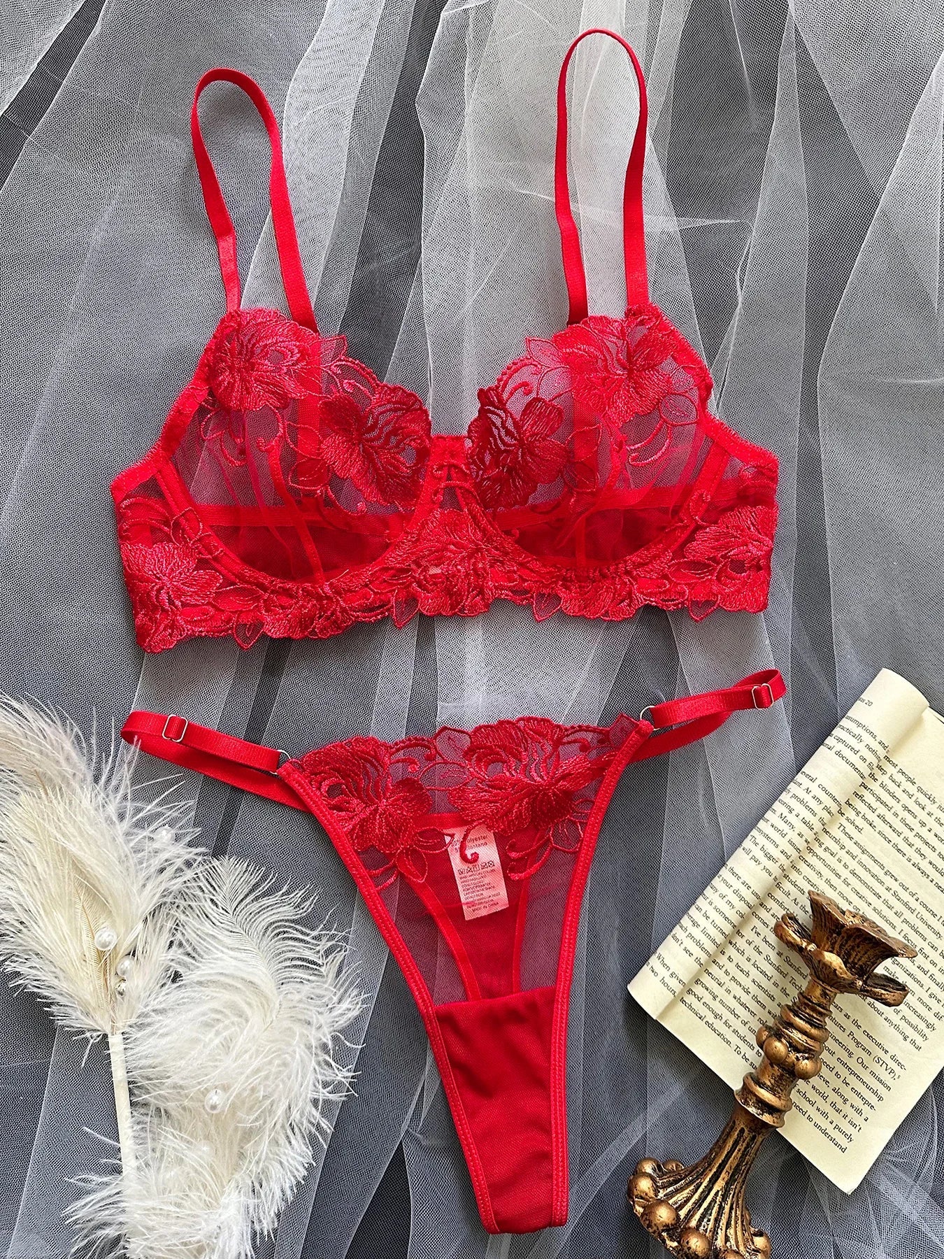Ellolace Fancy Lingerie Floral Sheer Lace Erotic Sex Suit Fantasy Sexys Well-Looking Underwear Sensual Intimate Goods Exotic Set