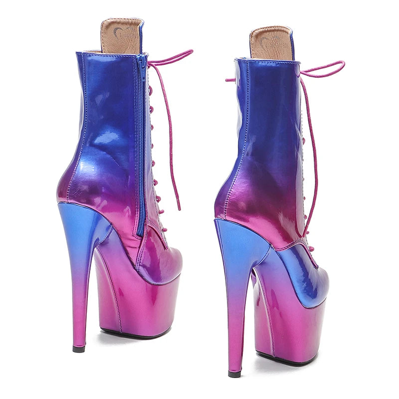 Leopard 17CM/7inches leopard print Pole dancing shoes High Heel platform Boots women boot 3B