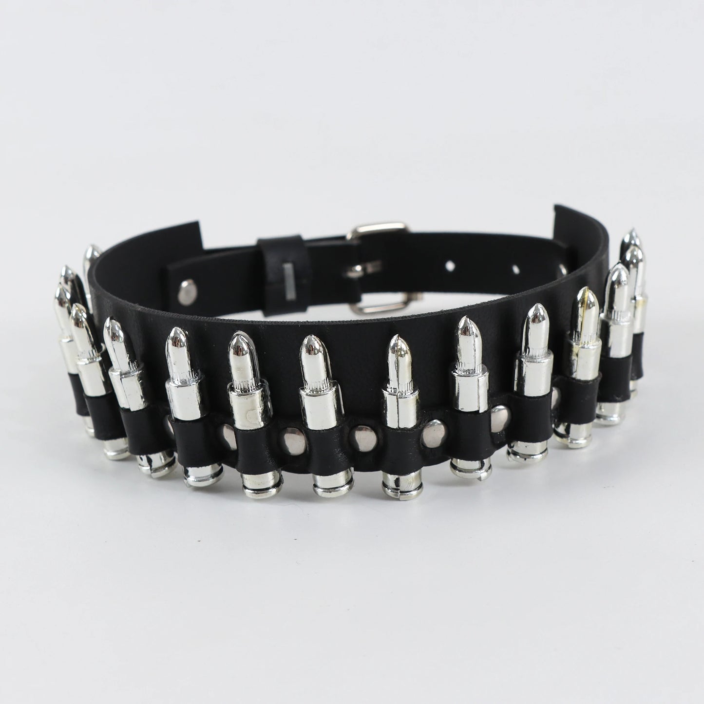 Punk Silver Color Spike Rivets Choker Necklace Leather Anime Necklaces Women Chokers Collar Harness witch rave Necklace