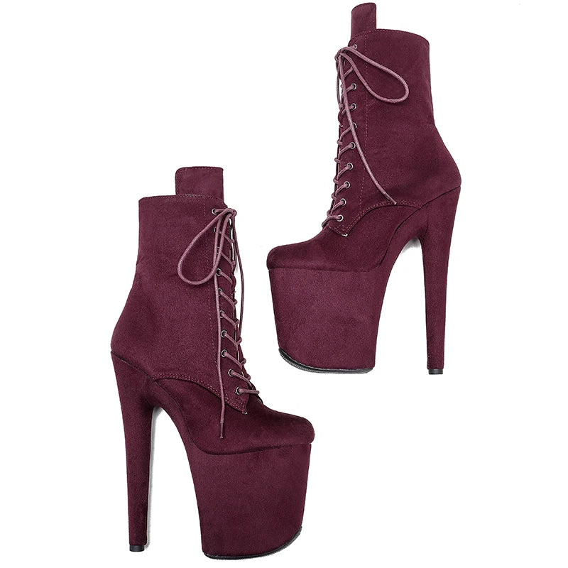 20CM/8inches suede Pole dance shoes High Heel platform Boots closed toe Pole Dance boot