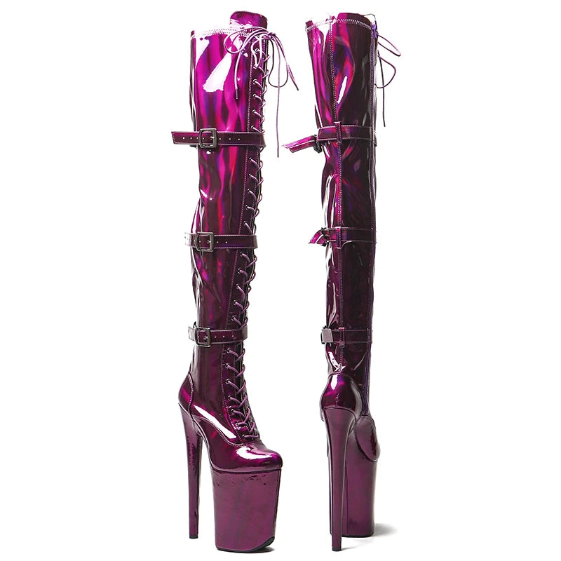 23CM/9inches Shiny material PU fashion lady High Heel platform Pole Dance boots