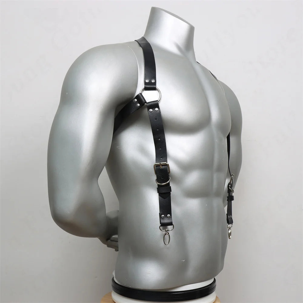 Men Harness Belts Clothing for Rave ual PULeather Chest Adjustable Body Cage Harness Lingerie