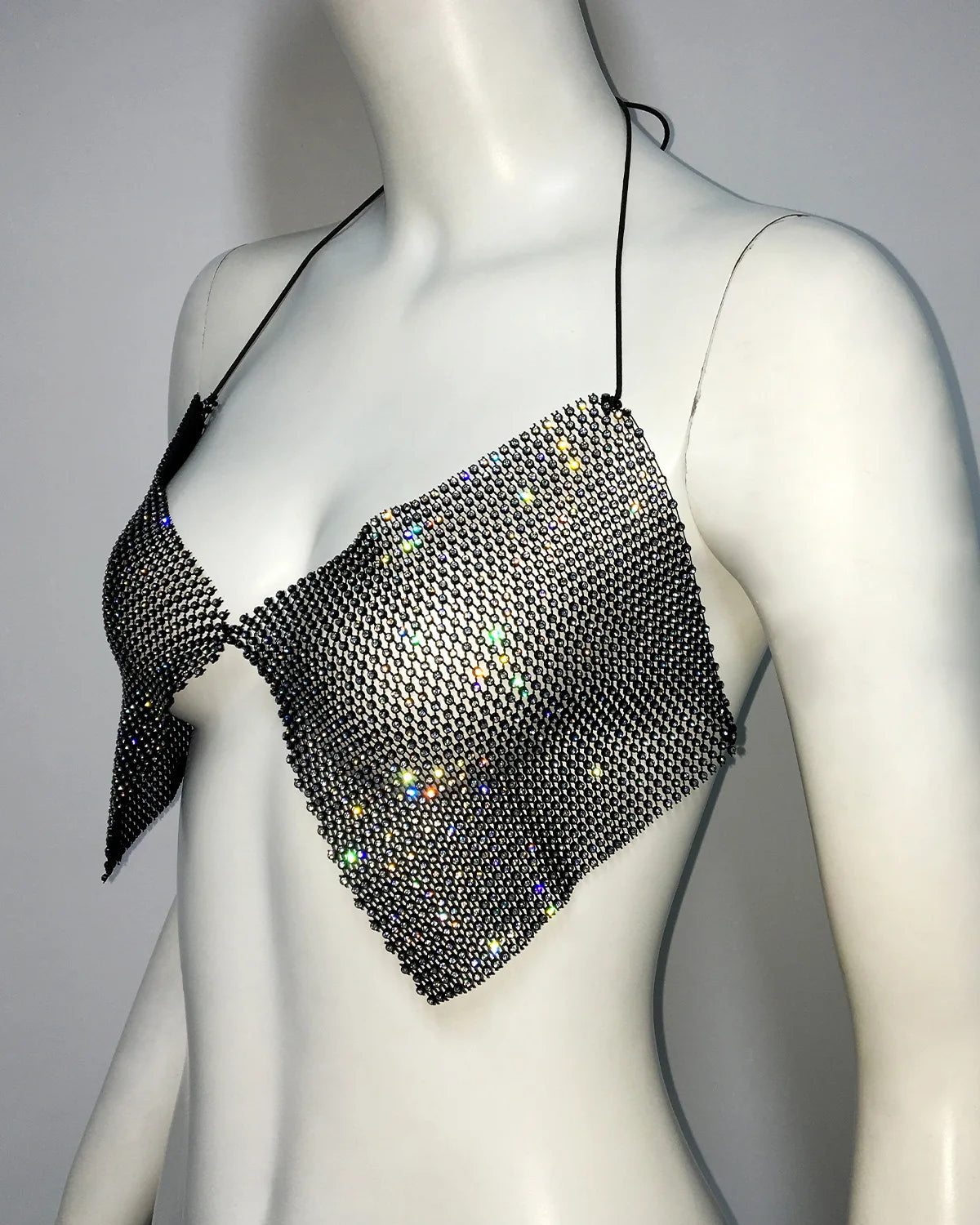 Woman Tops Brilliant Crystal Rhinestone Bra Women 2024 Sexy Deep V Neck Halter Backless Night Club Diamond Bras Top For Lady