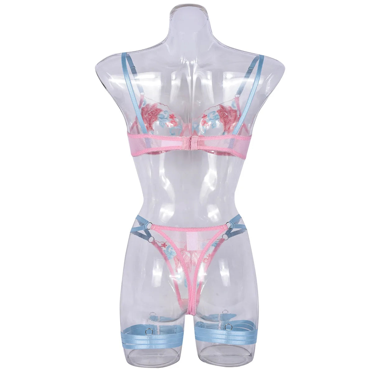 Lencería sensual y elegante, sujetador transparente, ropa interior bonita, conjunto de sujetador con aumento Floral, trajes de fantasía ys