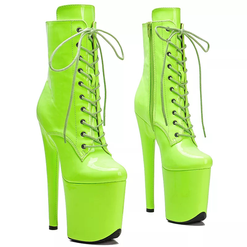 20CM/8inch Green PU upper high heel platform Pole Dance boot