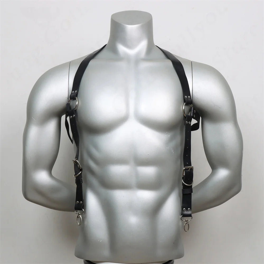 Men Harness Belts Clothing for Rave ual PULeather Chest Adjustable Body Cage Harness Lingerie