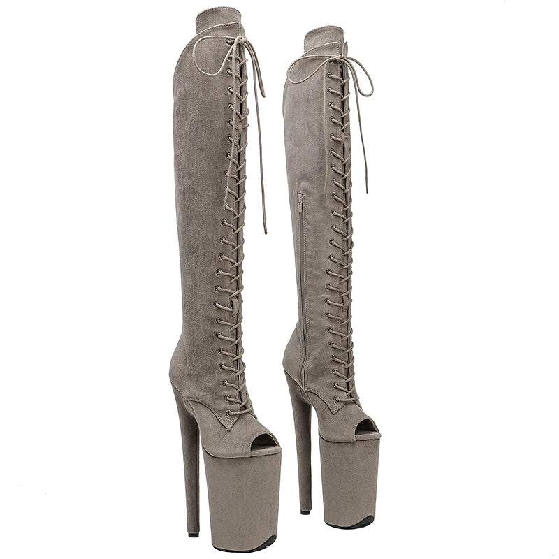 Suede upper y boots 23CM/9inches Open Toe High Heels Platform Pole Dance shoes