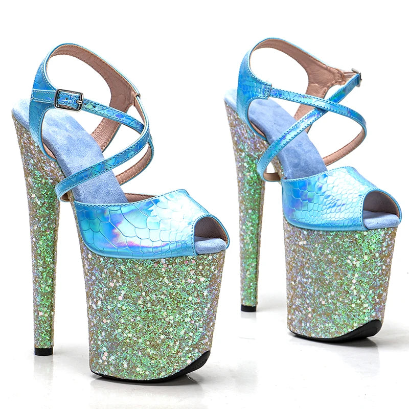8Inch/20cm PU upper glitter Platform party High Heels sandals Shoes Pole Dancing Shoes