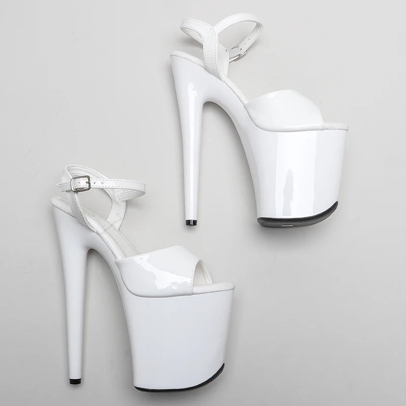20cm/8inch Shinny White style high heel sandals y model shoes pole dance shoes