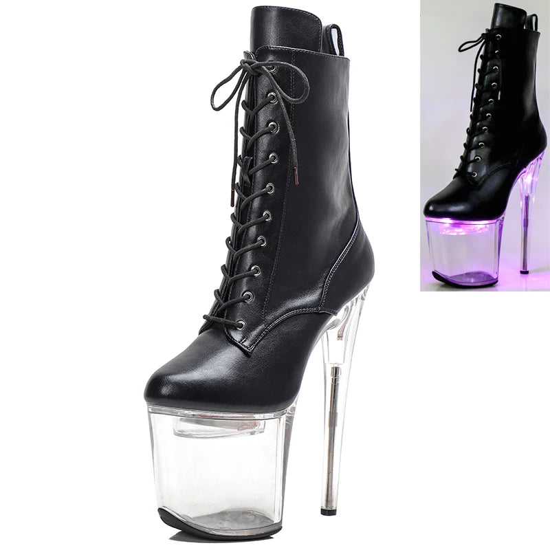 20CM/8Inch lady LED Light Up Shoes Glowing platform boots High Heels Pole Dance boot