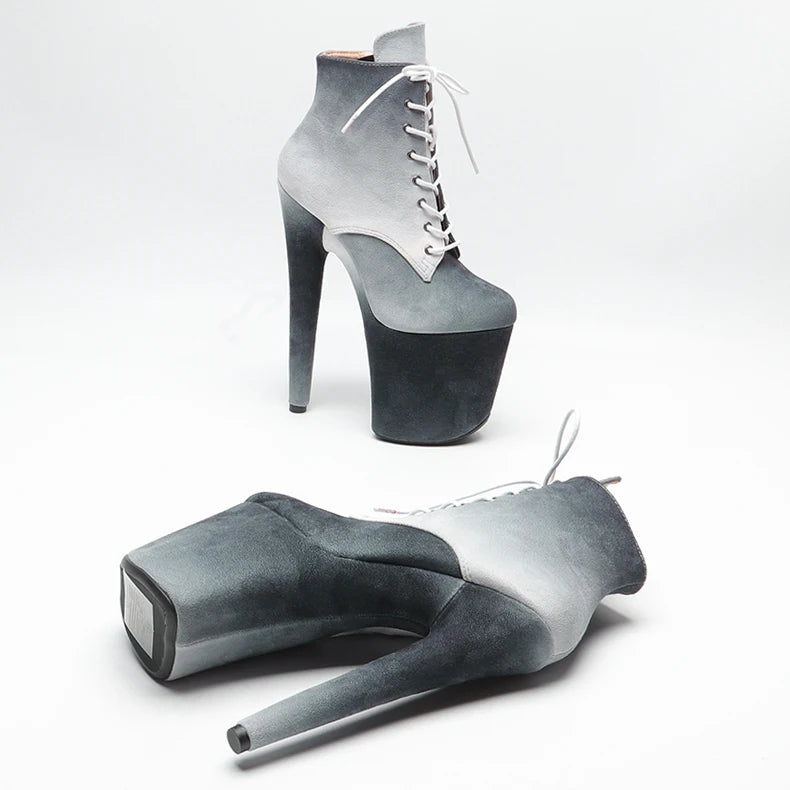 20CM/8inches Suede Gradient color Pole dancing shoes High Heel platform Boots Pole Dance hight boot