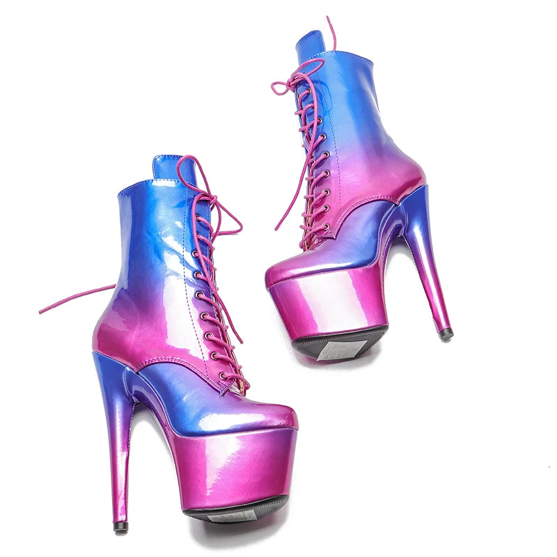 Leopard 17CM/7inches leopard print Pole dancing shoes High Heel platform Boots women boot 3B