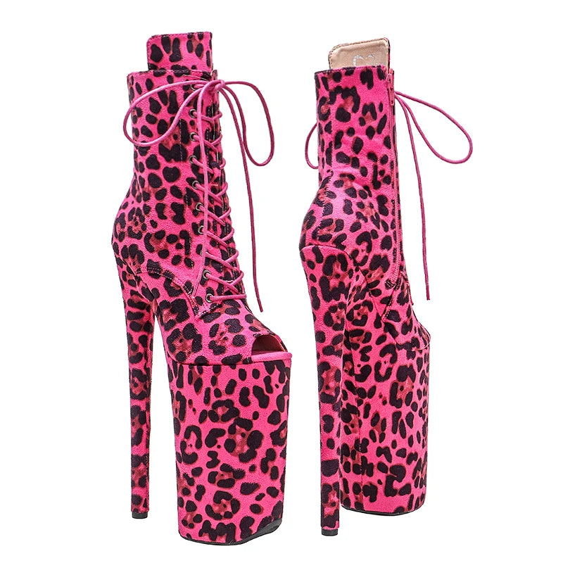 26CM/10inches ankle boots y exotic High Heel platform party open toe shoes Pole Dance boot