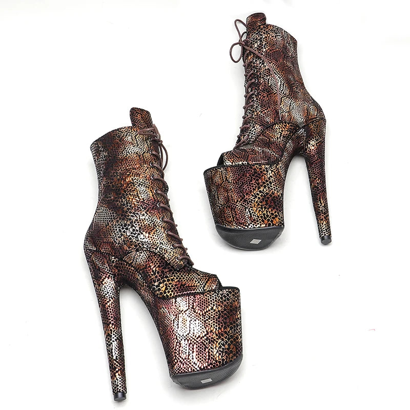 20CM/8inches Suede upper High Heel platform Boots open toe Pole Dancing boot