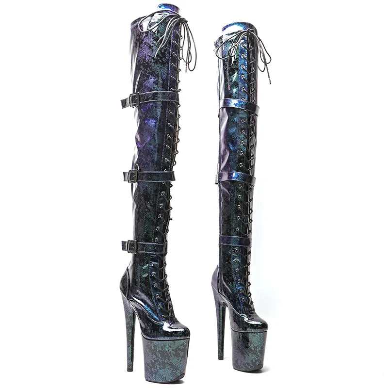 20CM/8inches Snake Upper Gradient Color y exotic young trend fashion boots High Heel platform Pole Dance boot