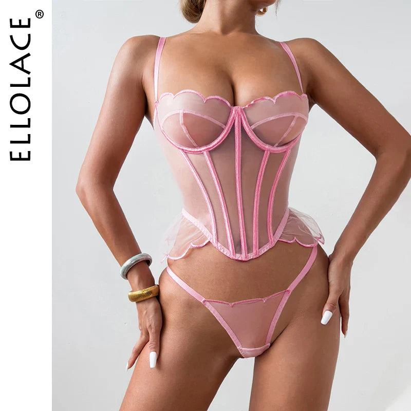 Ellolace Sexy Hot Lingerie Floral Lace Erotic Outfits Naked Girl Sensual Fantasy Underwear Uncensored Valentine's Day Sexy Gifts
