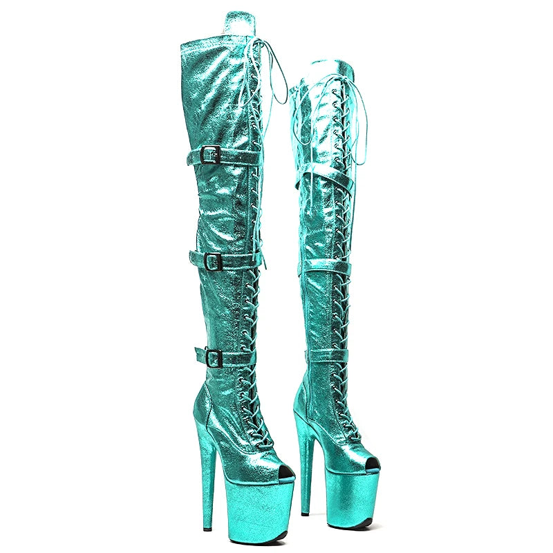 20CM/8inches PU Upper Trend fashion Small open toe High Heel platform Boots Pole Dance boots