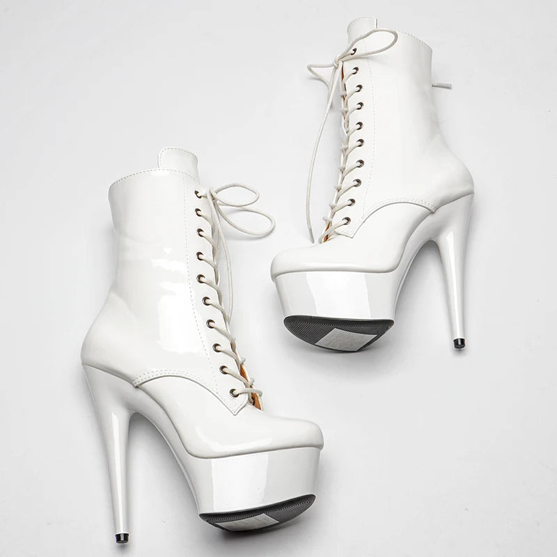 15CM/6Inch Patent Upper Women's Platform boots party Shoes fashion Club Stage Performance High Heel 3K