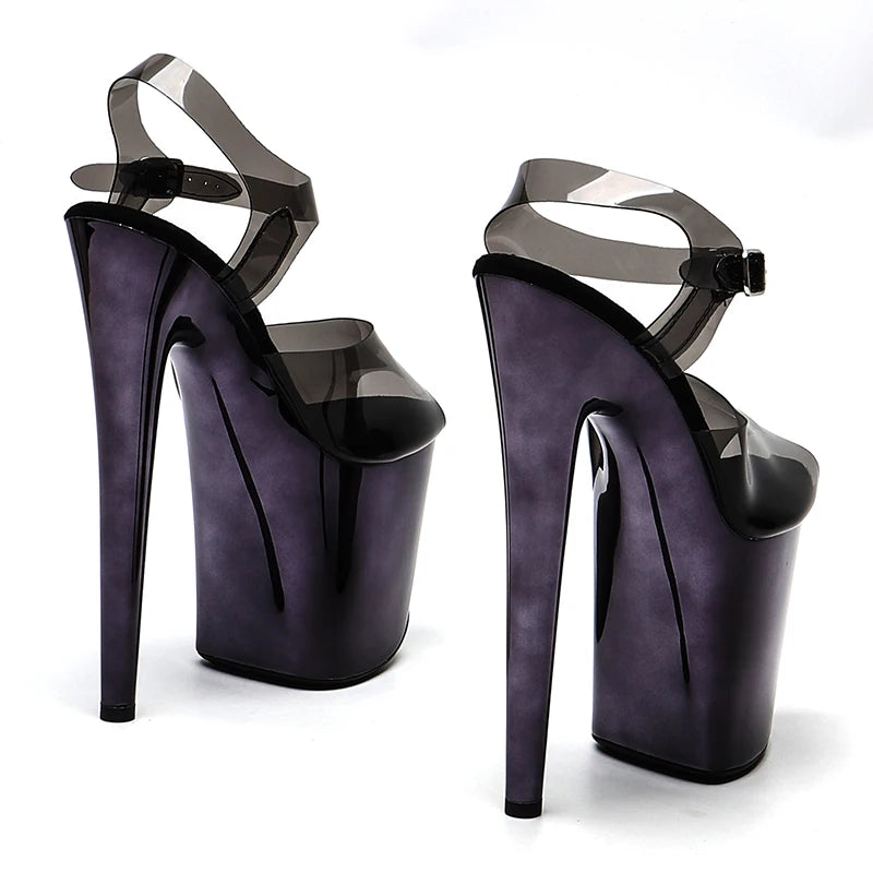 20cm/ 8inches TPU Upper Gun color electroplate platform high heel small open toe sandals pole dance shoes