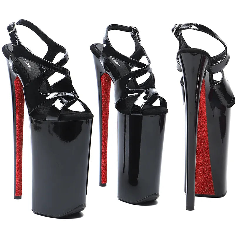 26CM/10inches Shiny Patent PU upper Open Toe High Heel platform y exotic party sandals Pole Dance shoes