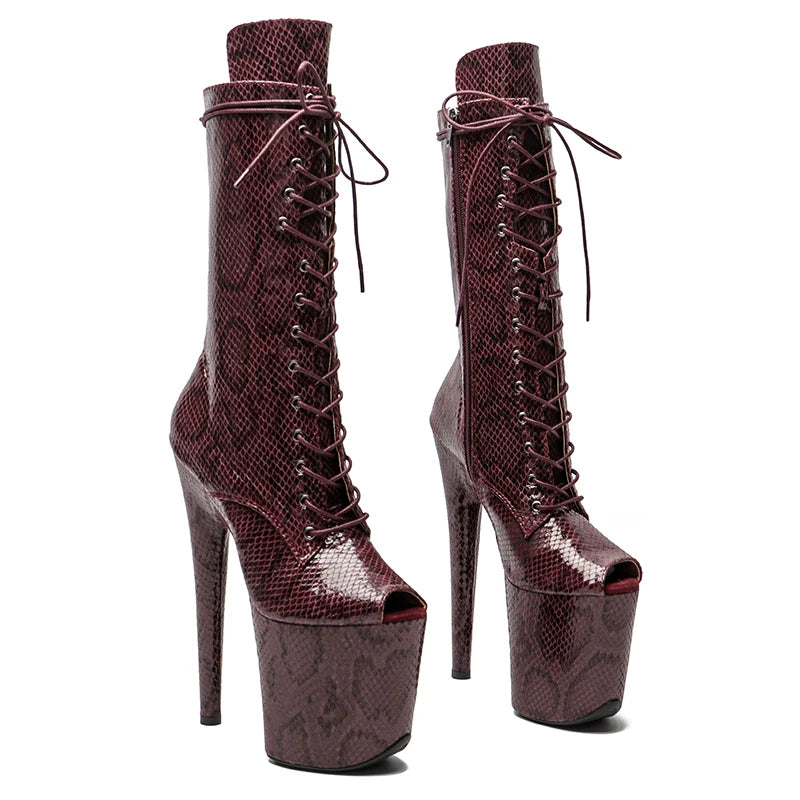20CM/8Inch Serpentine pattern new design Boots Nightclub Stage High Heel Bottom Boots 4B