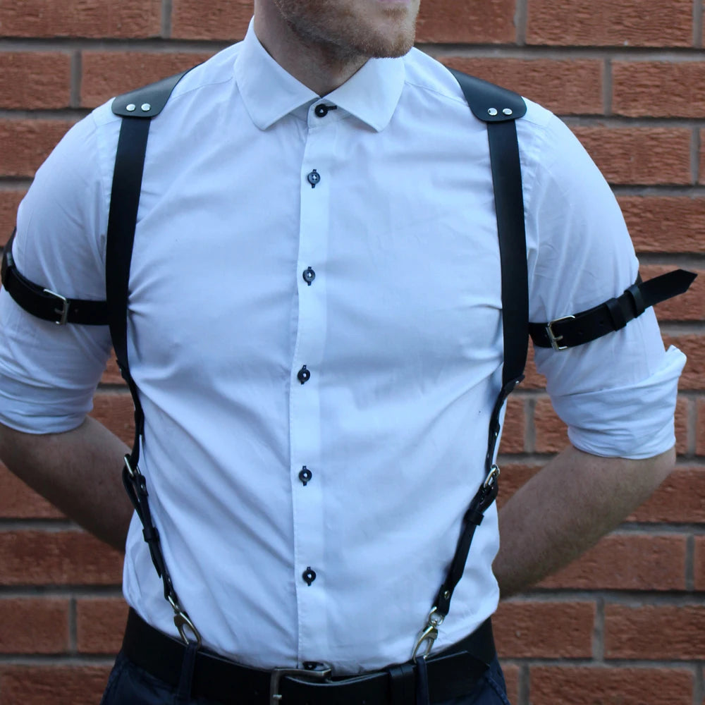 Gay Penis Pouch Leather Harness Men Open Crotch Full Body Clothes y Party Clubwear Chest Harness Belts for Men