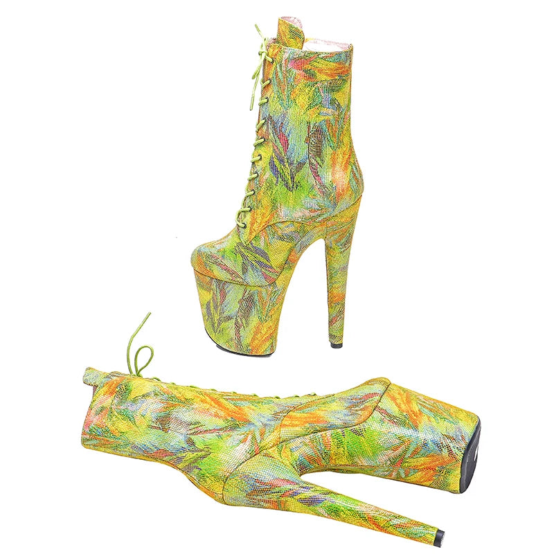 20CM/8Inch Genuine Leather Women's Platform disco party High Heels Pole Dance boot