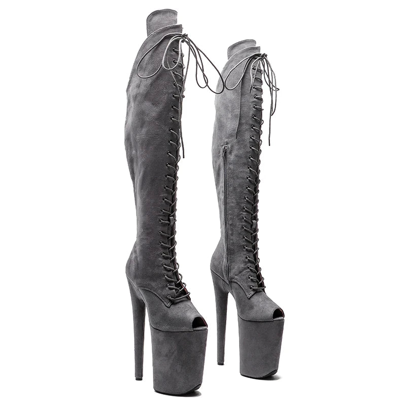 23CM/9inches suede Upper fashion lady High Heel Pole Dance boots platform shoes womens boots knee high boots 5B