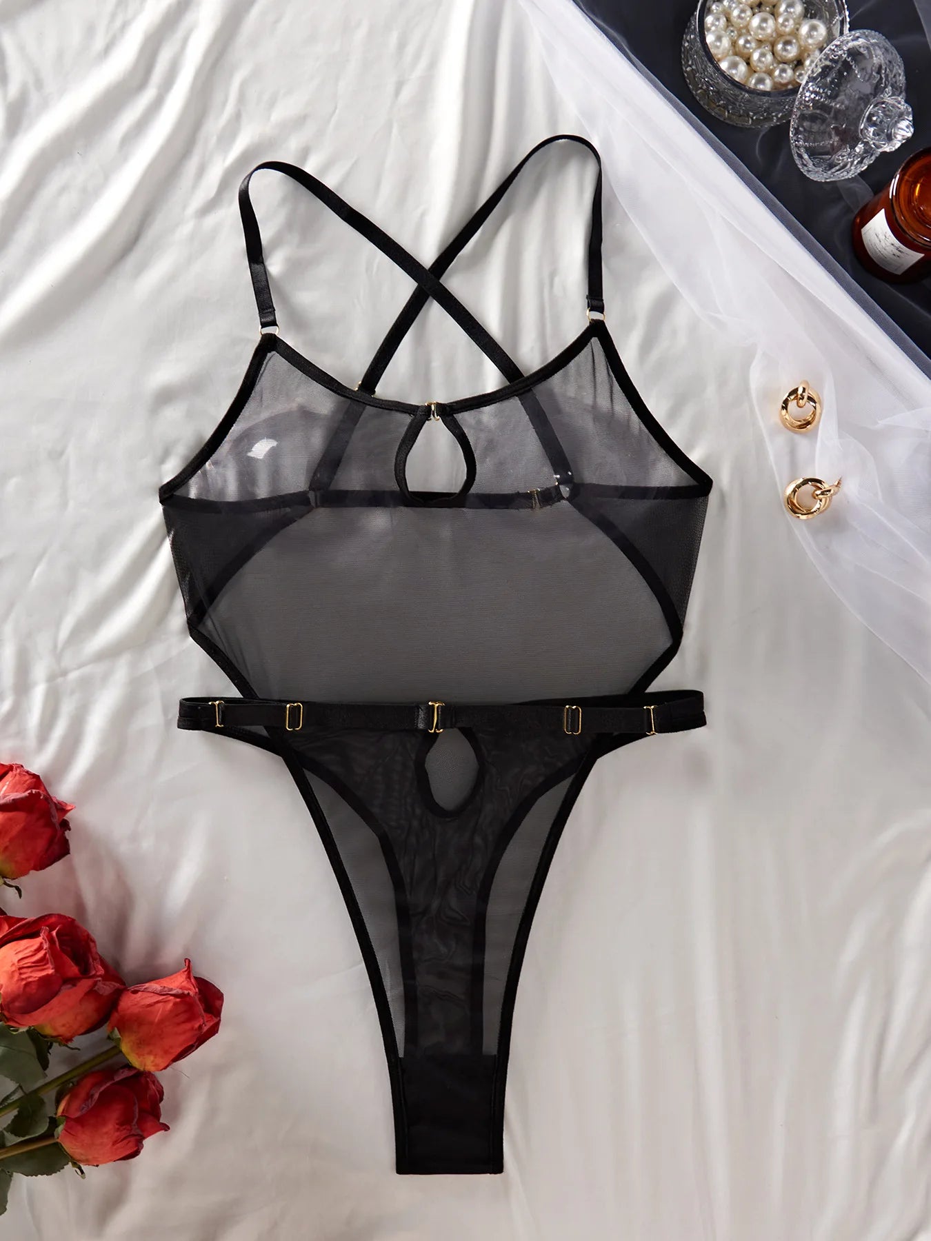 Fantasy Bodysuit Sheer Lace Onlyfans Women Baby Dolls One Piece Black Mesh Body Transparent Tight Backless Tops