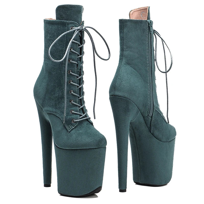 20CM/8inches Suede Upper Pole dancing shoes High Heel platform Boots closed toe Pole Dance booties