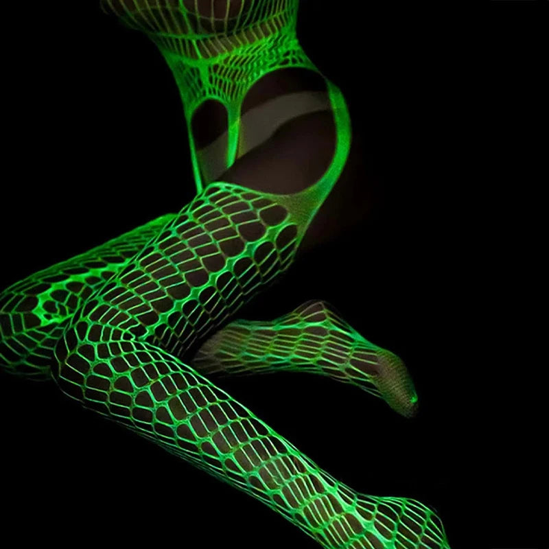 New Luminous Lingerie Bodystockings Women Body Suits Crotchless Babydoll Fishnet Bodysuit Underwear Outfits