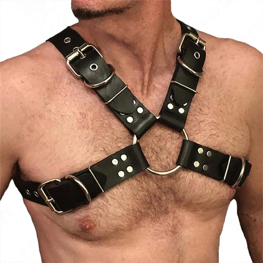 Men Harness Belts Gay Clothing for Rave ual PULeather Chest Adjustable Gay Body Cage Harness Lingerie
