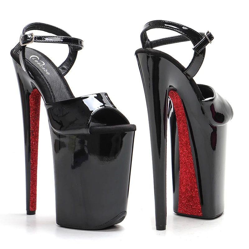23CM/9inches patent pu upper fish mouth Party High Heels Sandals Pole Dance shoes