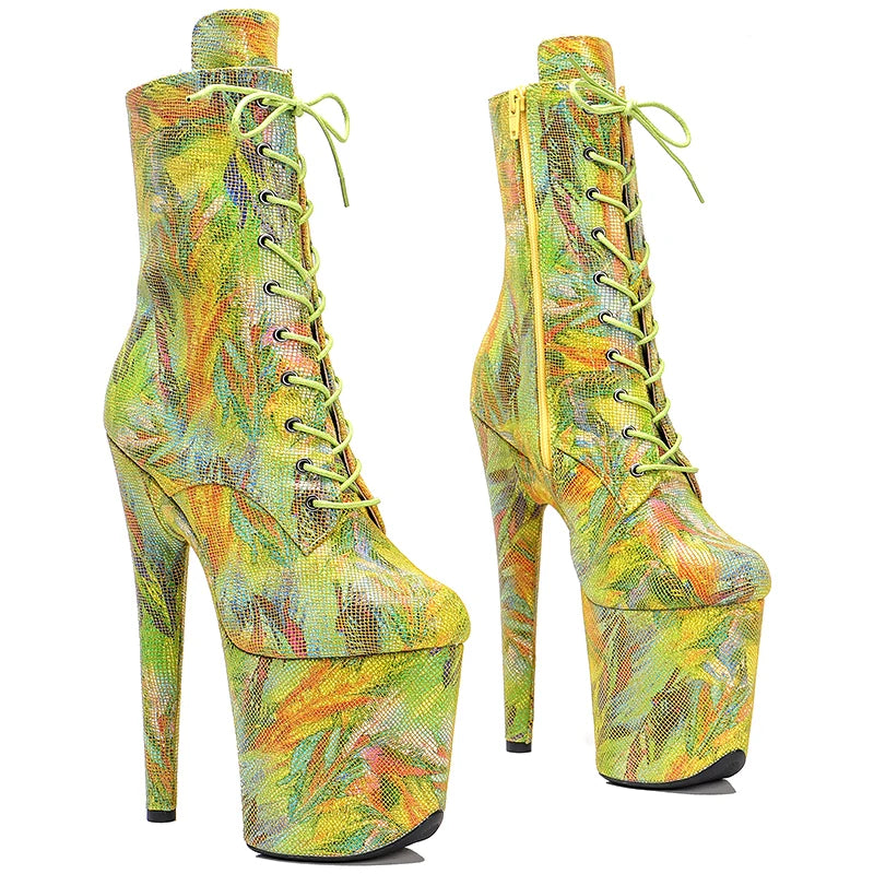 20CM/8Inch Genuine Leather Women's Platform disco party High Heels Pole Dance boot
