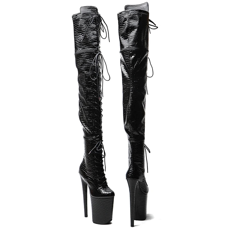 23CM/9Inch Pu Upper Zipper split boots Women New Design Three ways wear boots Extreme High Heel Detachable boots