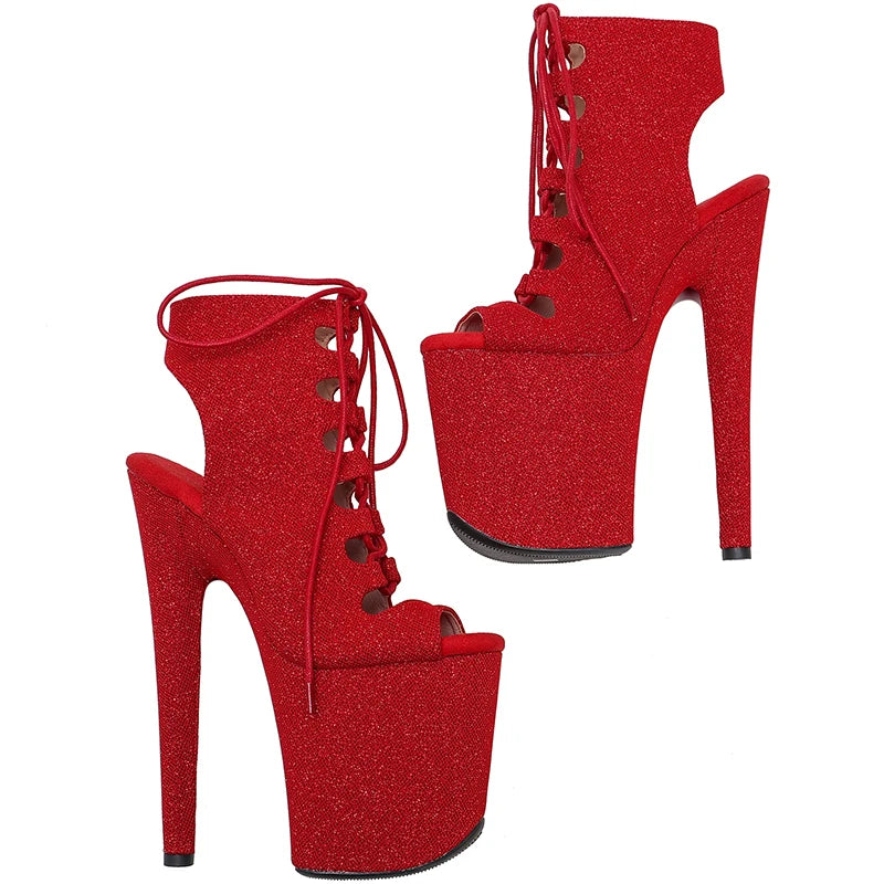20CM/8inches glitter upper Pole dancing shoes High Heel platform Pole Dance boot