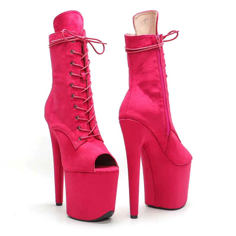 20CM/8inches sude upper fish mouth fashion High Heel platform Pole Dance boot