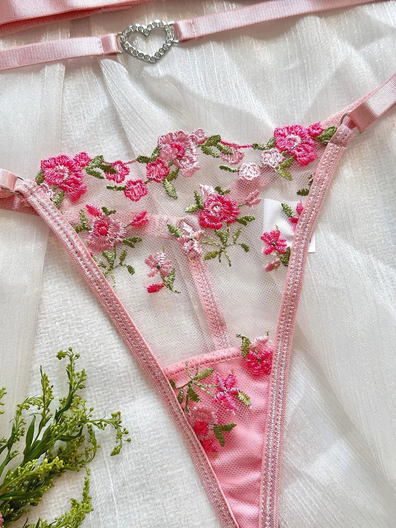 Fairy Lingerie Floral Beautiful Underwear Transparent Heart Underwear Sensual Thongs Tulle Fancy French Outfit