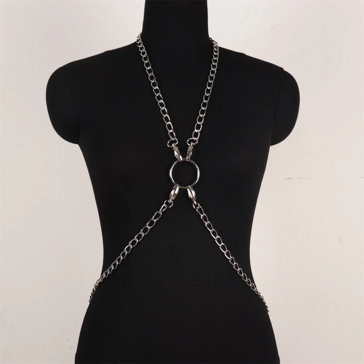 Gothic Body Harness Chain Men Fashion Metal Punk Leather Tops Chest Jewellery Accessories Fashion Party Nightclub Straps