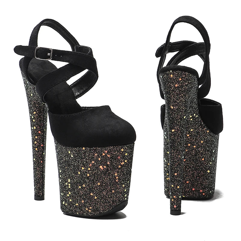 8Inch/20cm Suede Upper with Glitter Platform Sandals party High Heels Shoes Pole Dancing Shoes
