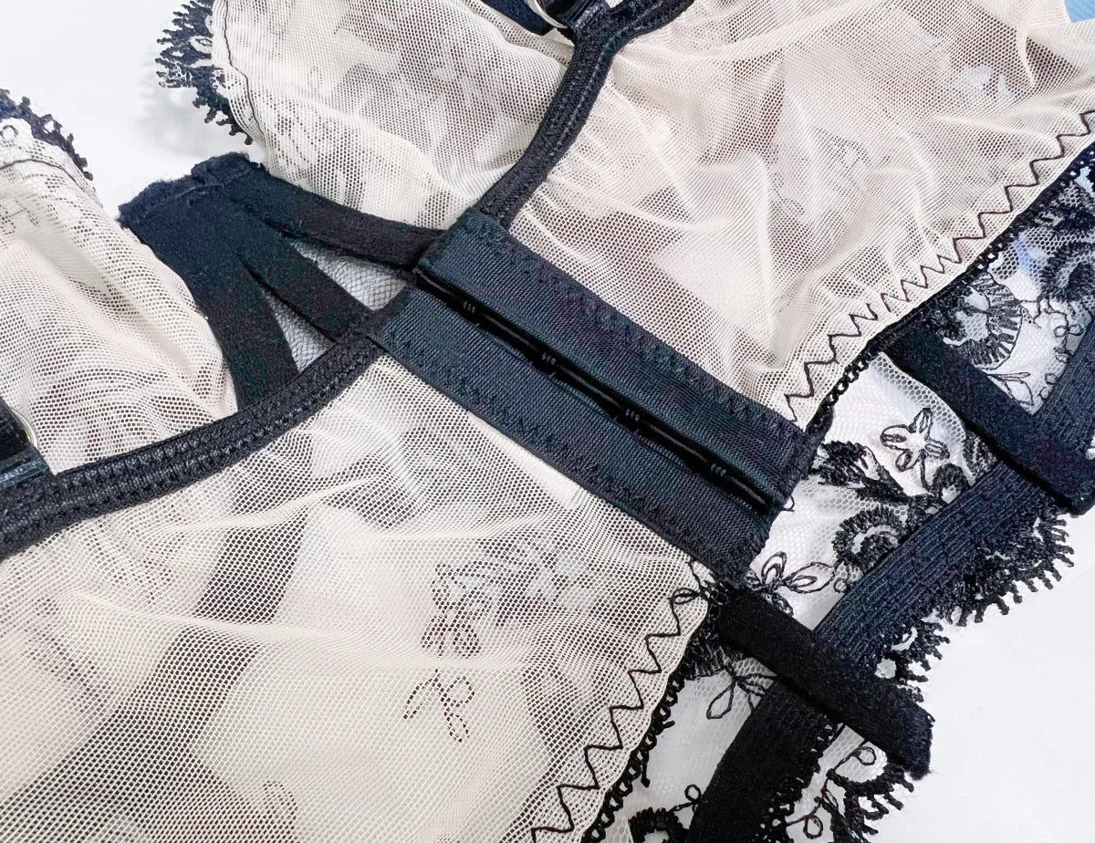 Fancy Lingerie Floral Delicate Underwear Seamless Bra Set Women 2 Piece See Through Luxury Lace Intimate Outfits