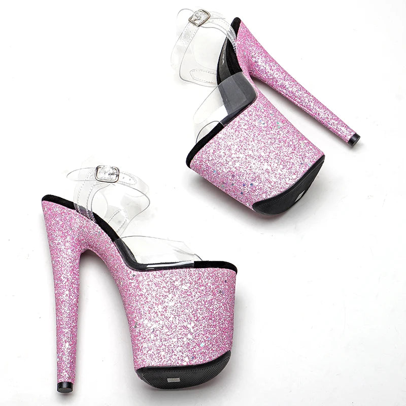 20cm/8Inch Pink Glitter heels Pole Dancing Shoes High Heels Shoes party pole dance shoe