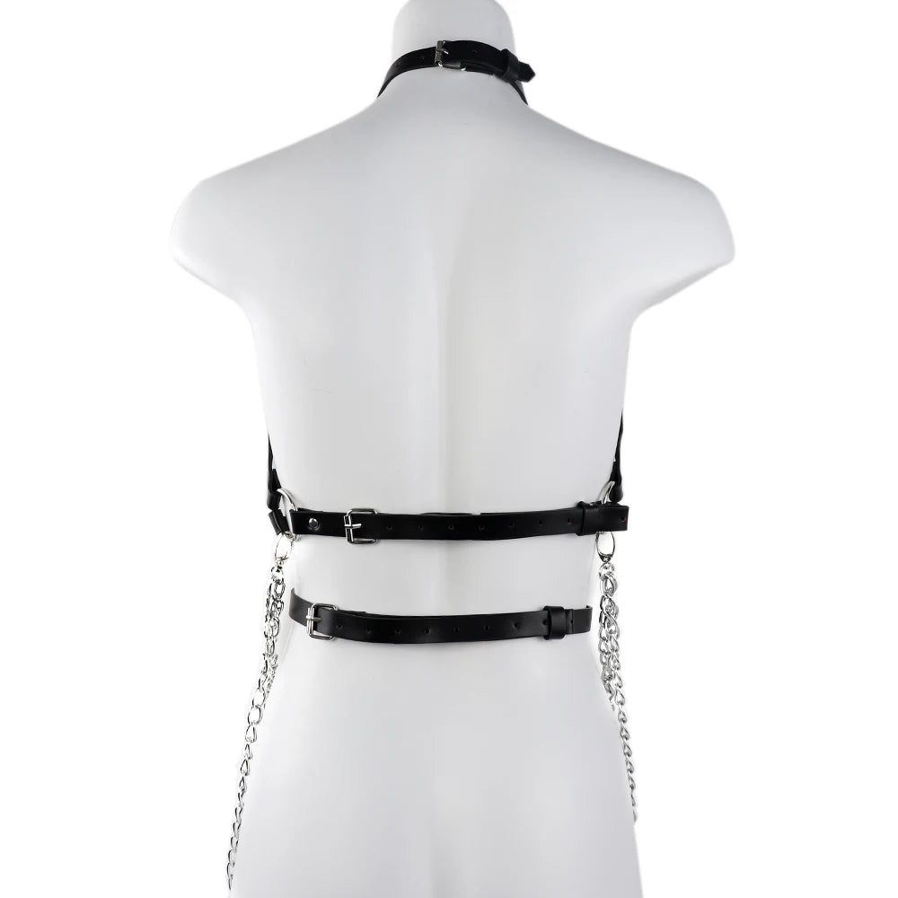 Sexy Body Chain Harness For Women Gothic Belt Lingerie Bra Strap Pu Leather Chest Cosplay Goth Waist Garter Belts
