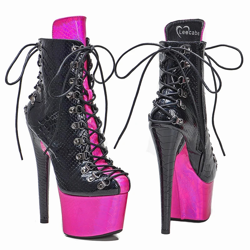 17CM/7inches PU upper two colors mix Pole dancing shoes High Heel platform Pole Dance boot