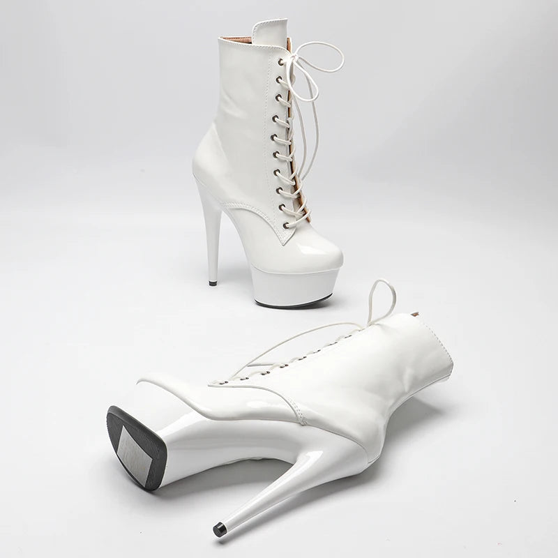 15CM/6Inch Patent Upper Women's Platform boots party Shoes fashion Club Stage Performance High Heel 3K