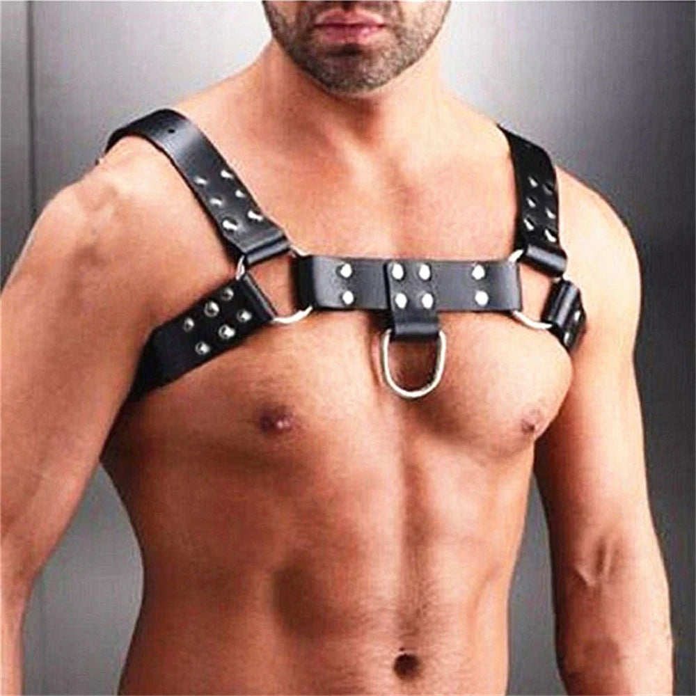 Men Harness Chest Belt Collar Leather Lingerie ual Gay Clothing Adjustable Strap Body Shoulder for Adult