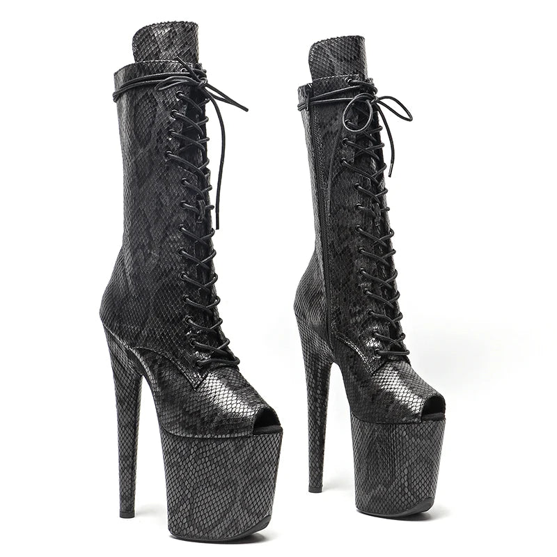 20CM/8Inch Serpentine pattern new design Boots Nightclub Stage High Heel Bottom Boots 4B