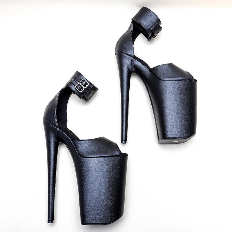 26CM/10inche Matte PU upper Open Toe High Heel platform y exotic party sandals Pole Dance shoes