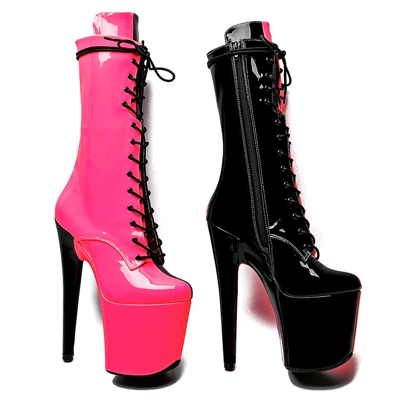 20CM/8Inch color matching boots heel platform ankle y boots model nightclub super high heel 4BY
