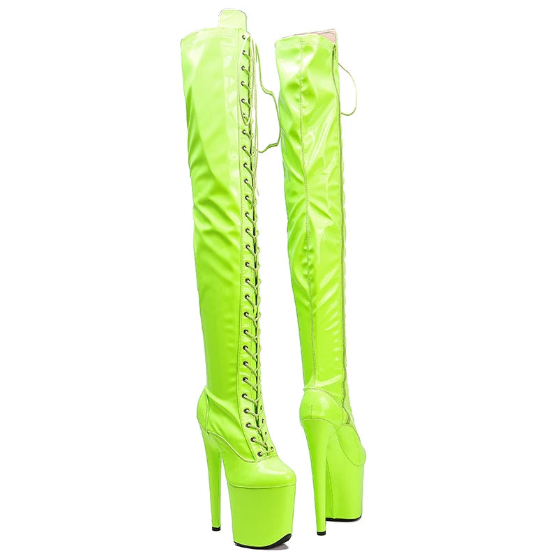 20CM/8inches patent upper fashion lady High Heel platform Pole Dance boots